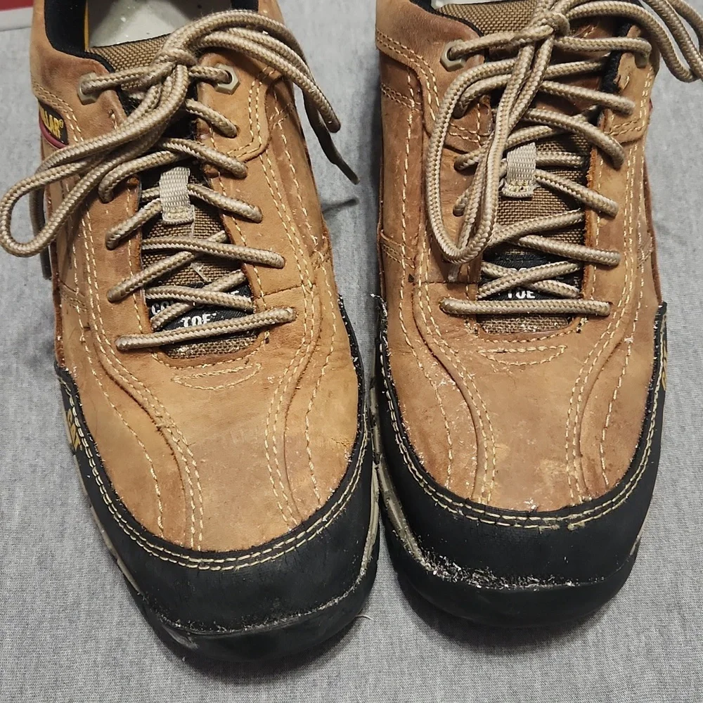 CATERPILLAR Men's Brown Leather Composite Toe Work Shoes Sneakers Low-Top Boots - Picture 4 of 17